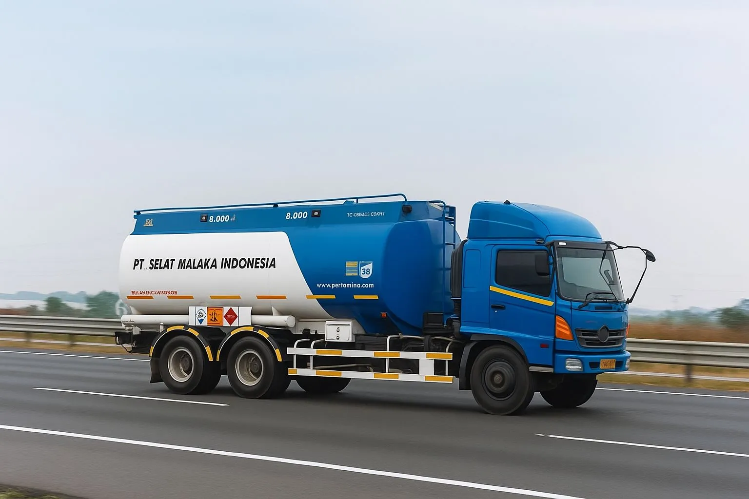 Gambar truk transportir minyak Selat Malaka Indonesia